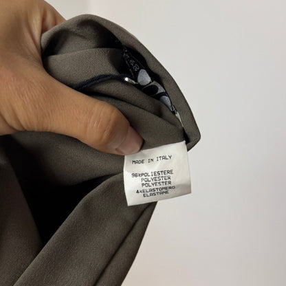 Vintage Italian khaki low rise wide leg trousers deadstock with tag and extended length (S/M)