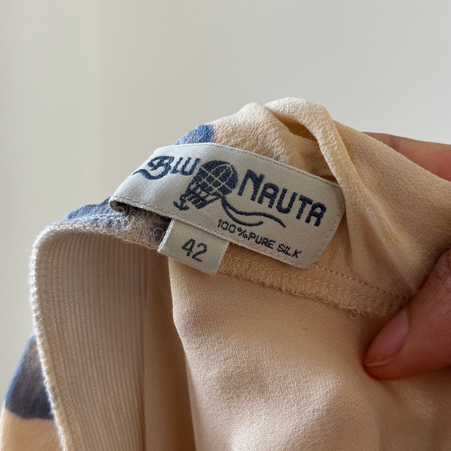 Vintage Italian cream silk floral midi skirt (Small)