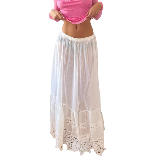 Vintage West Germany White Maxi Skirt (XS/S)