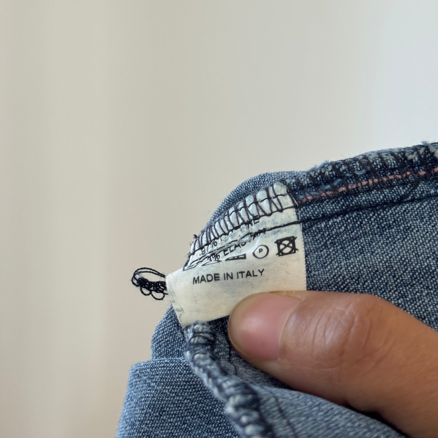 Vintage Italian Designer Embroidered Denim Cropped Pants Beaded Detail (S)