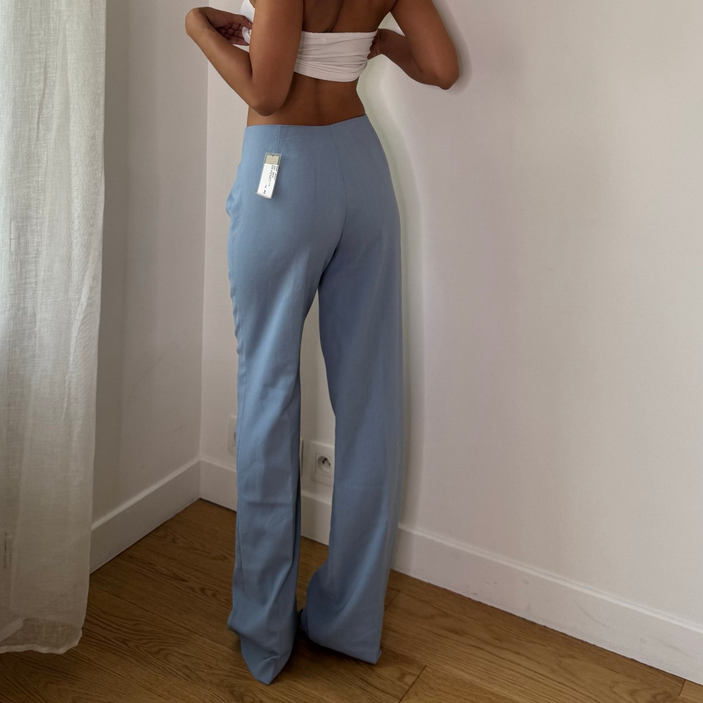 Vintage Baby Blue Wool Blend Trousers Italian Deadstock Y2K (XS/S)