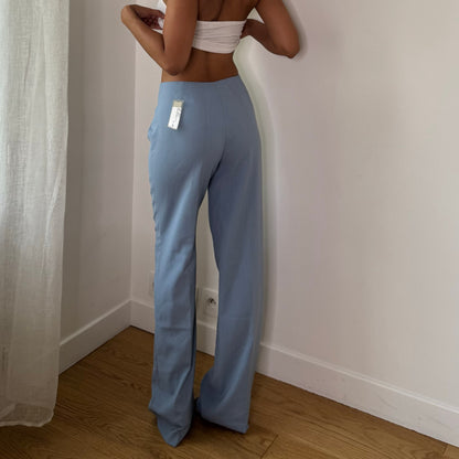 Vintage Baby Blue Wool Blend Trousers Italian Deadstock Y2K (XS/S)