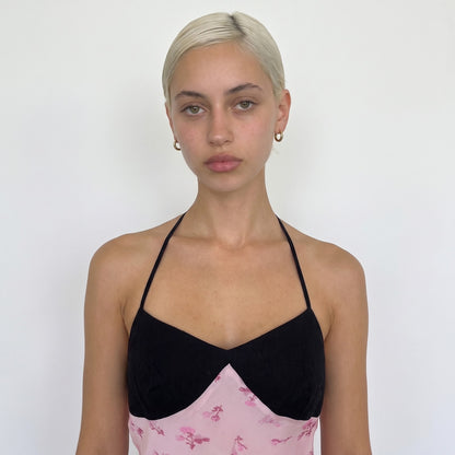 Vintage Pink Floral Silk Slip Dress (S)
