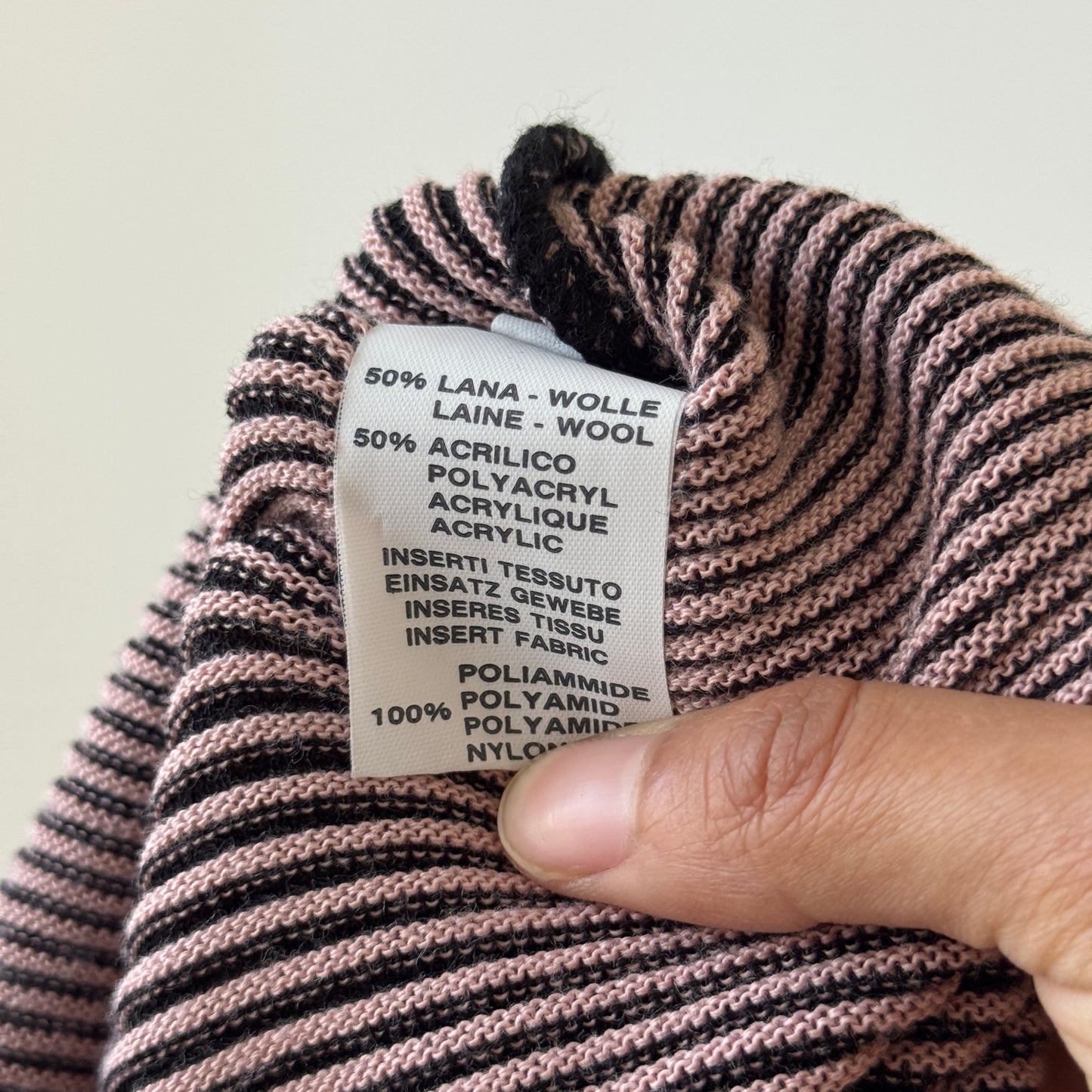 Vintage Euro black + pink mesh-knit ruffle-sleeve top (S)