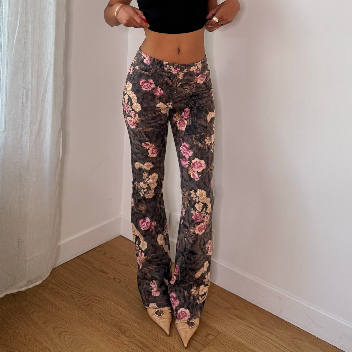 Vintage French Floral Denim Two Piece Set (S)