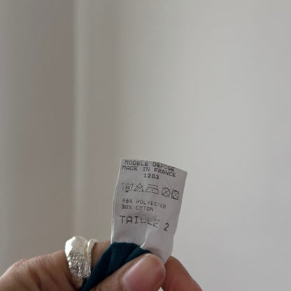 Vintage Teal Tiered Midi Skirt Y2K French Parisian (S)