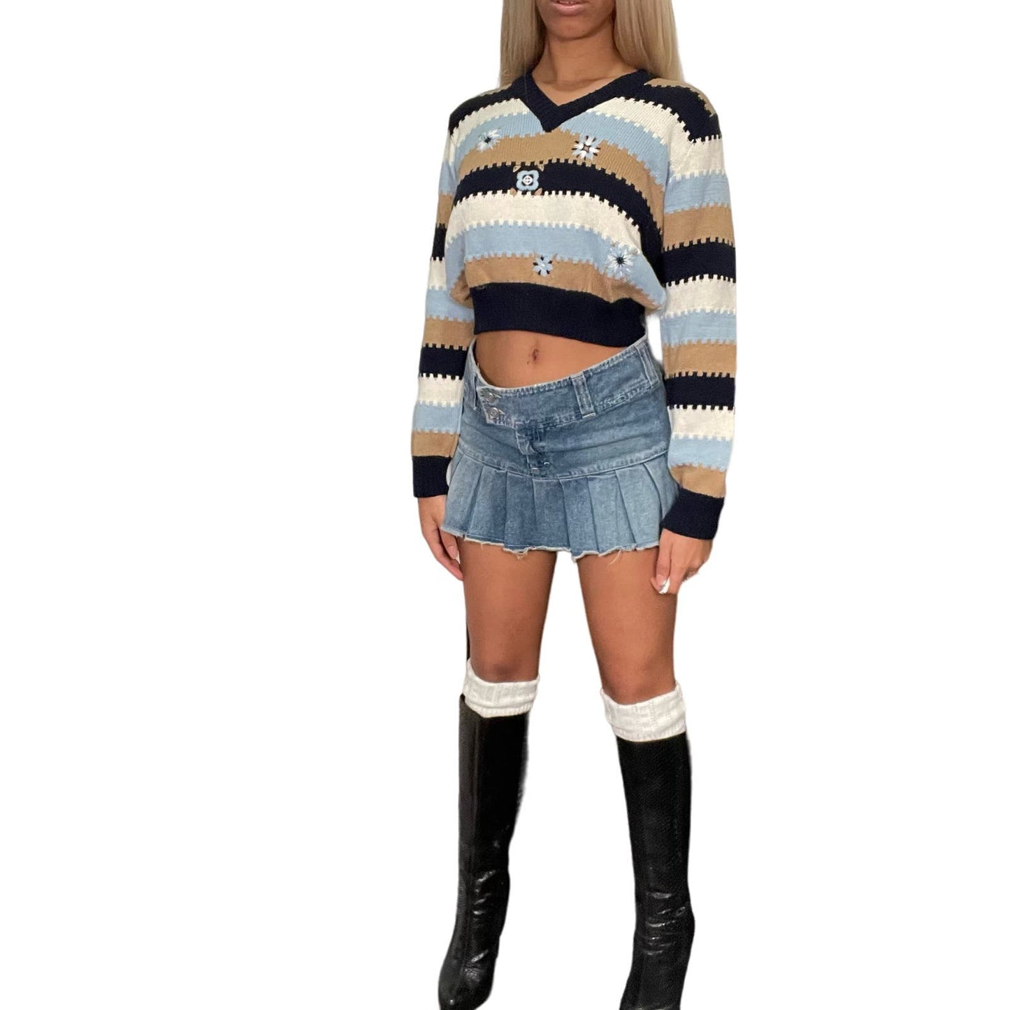 Vintage 90s Knit Crop Sweater (XS-M)