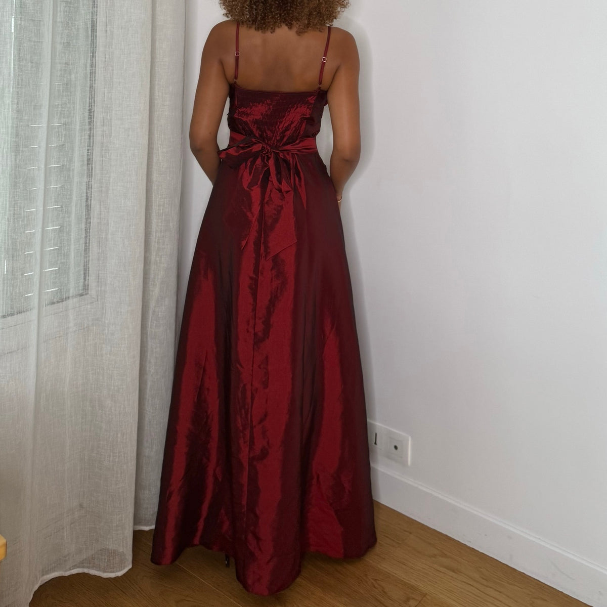 Vintage 90s Satin Embellished Maxi Dress (S)