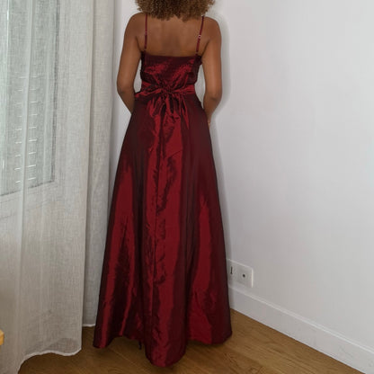 Vintage 90s Satin Embellished Maxi Dress (S)