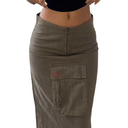 Euro vintage khaki utility maxi skirt (Small)