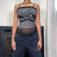 Vintage 90s gray & black structured bodice lace trimmed milkmaid blouse top (XS)