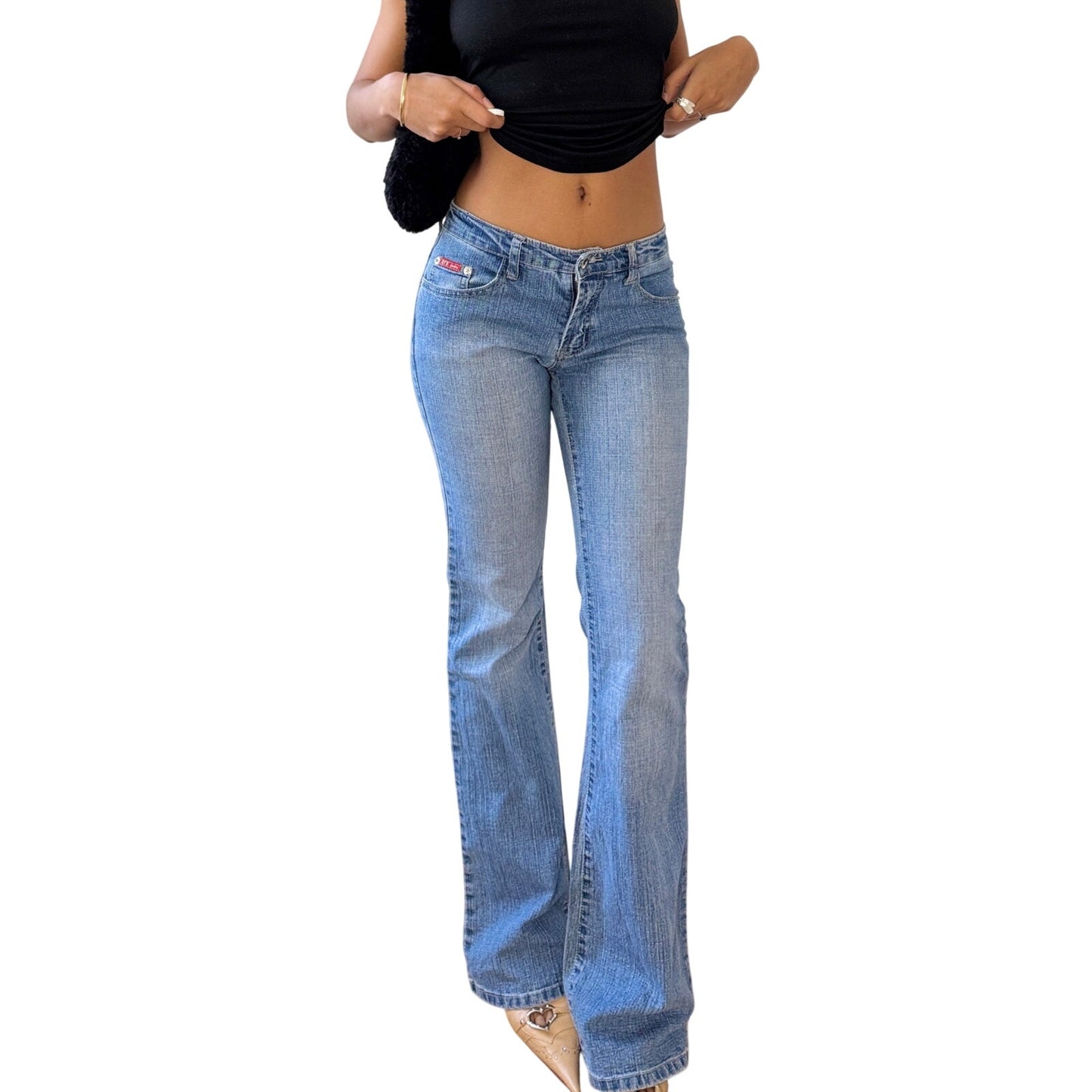 Vintage Euro Light Wash Low Rise Flare Jeans Bootcut Denim (XS/S)