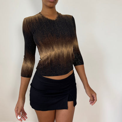 Italian Vintage Slinky Shimmer Lurex 3/4-Sleeve Top (Small)