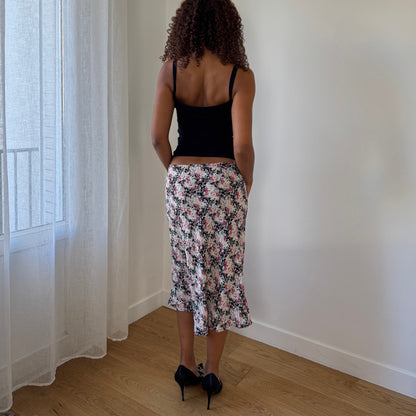 Vintage European floral mesh midi skirt (Small)