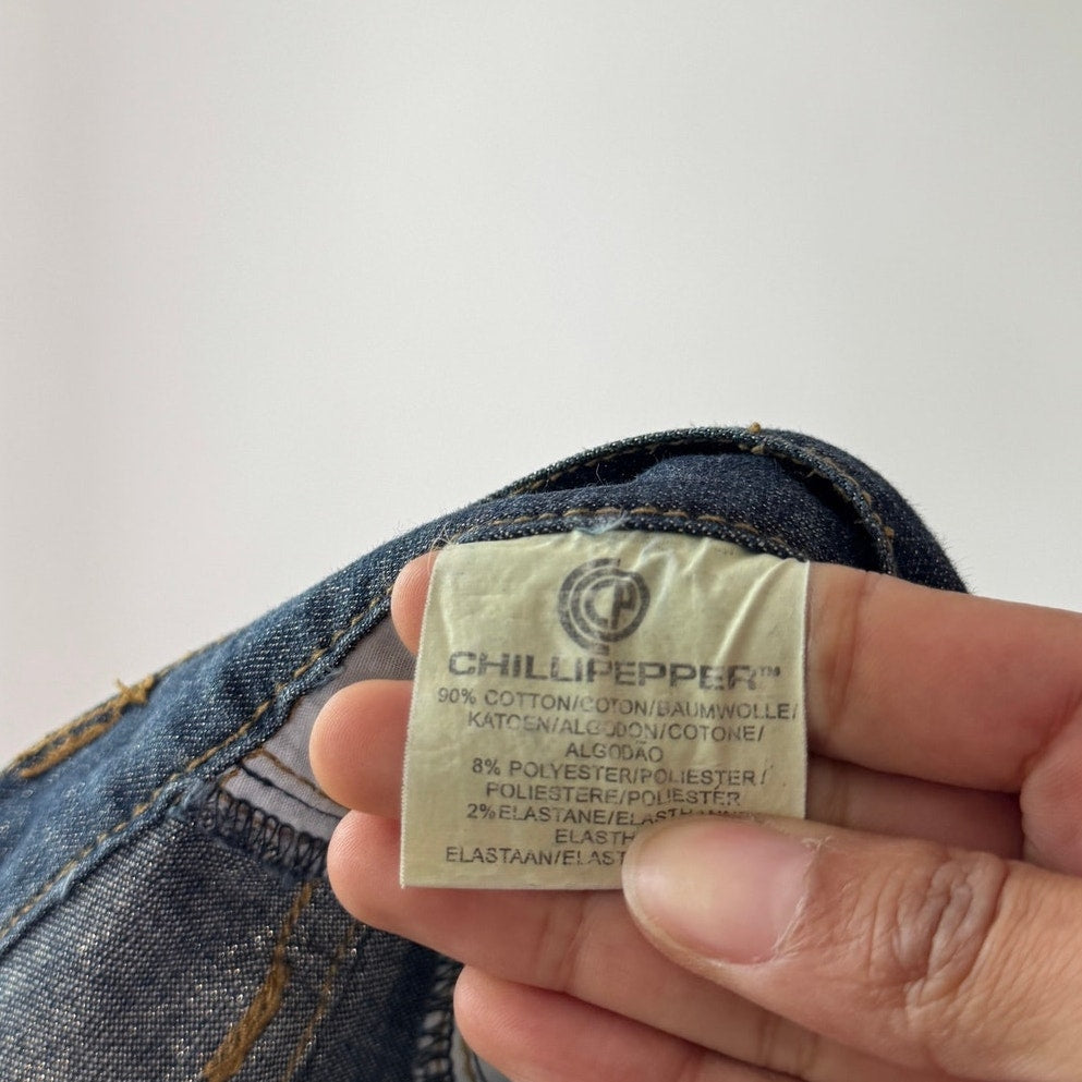 Vintage Sparkly Low Rise Bootcut Jeans Y2K Dark Wash Denim (S)