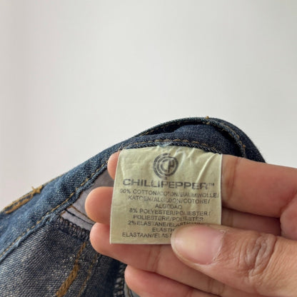 Vintage Sparkly Low Rise Bootcut Jeans Y2K Dark Wash Denim (S)
