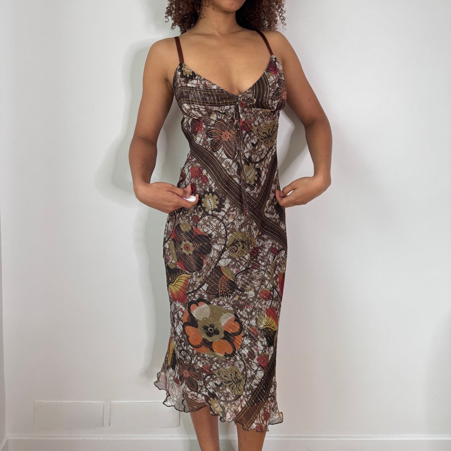 Vintage Italian Silk Metallic Mesh Slip Dress (S) ⠀