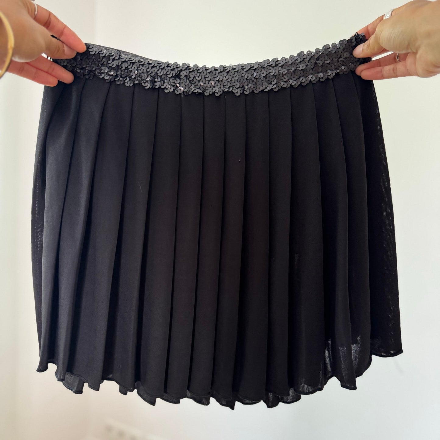 Vintage Black Sequin Mini Skirt Italian Y2K (S)