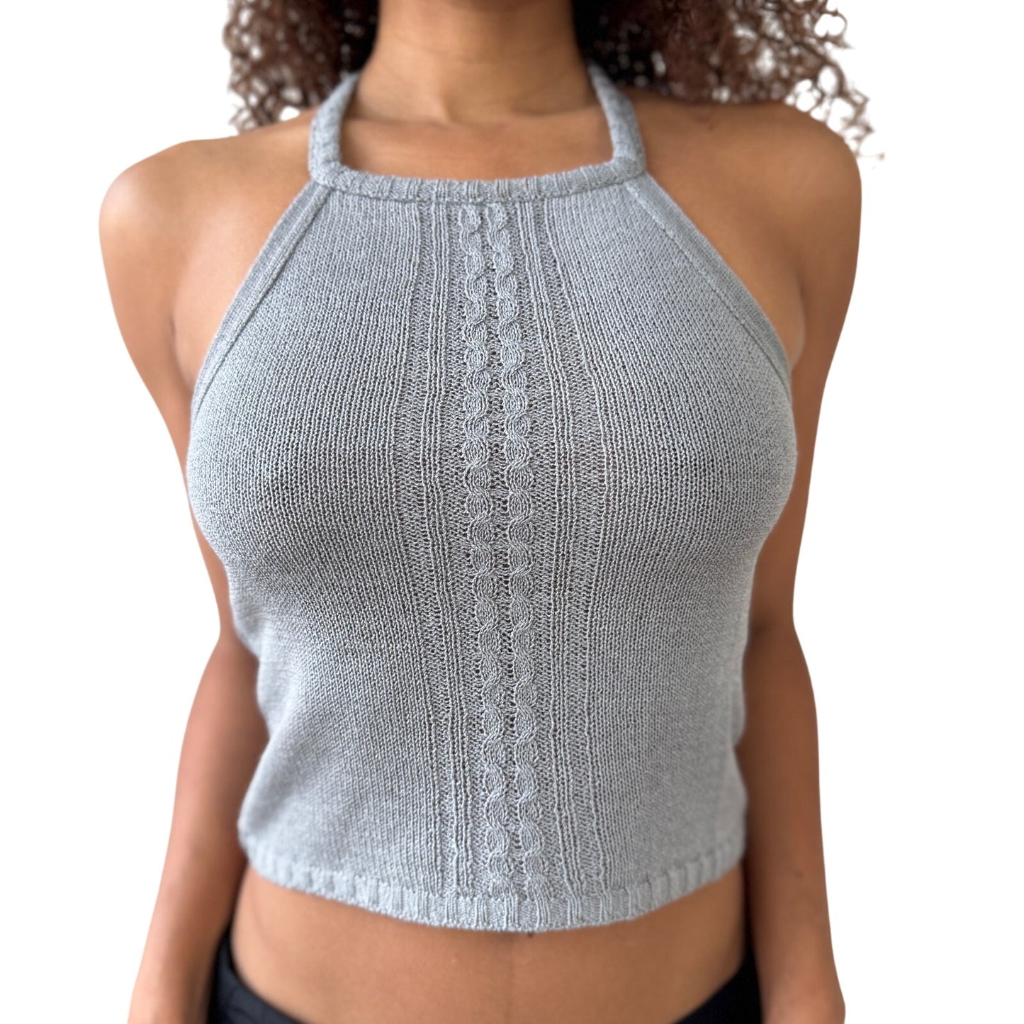 Euro Vintage Grey Knit Halter Top (XS/S)