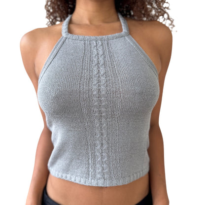 Euro Vintage Grey Knit Halter Top (XS/S)