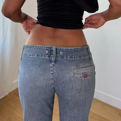 Vintage Light Wash Blue Low Rise Flare Jeans Y2K (S)