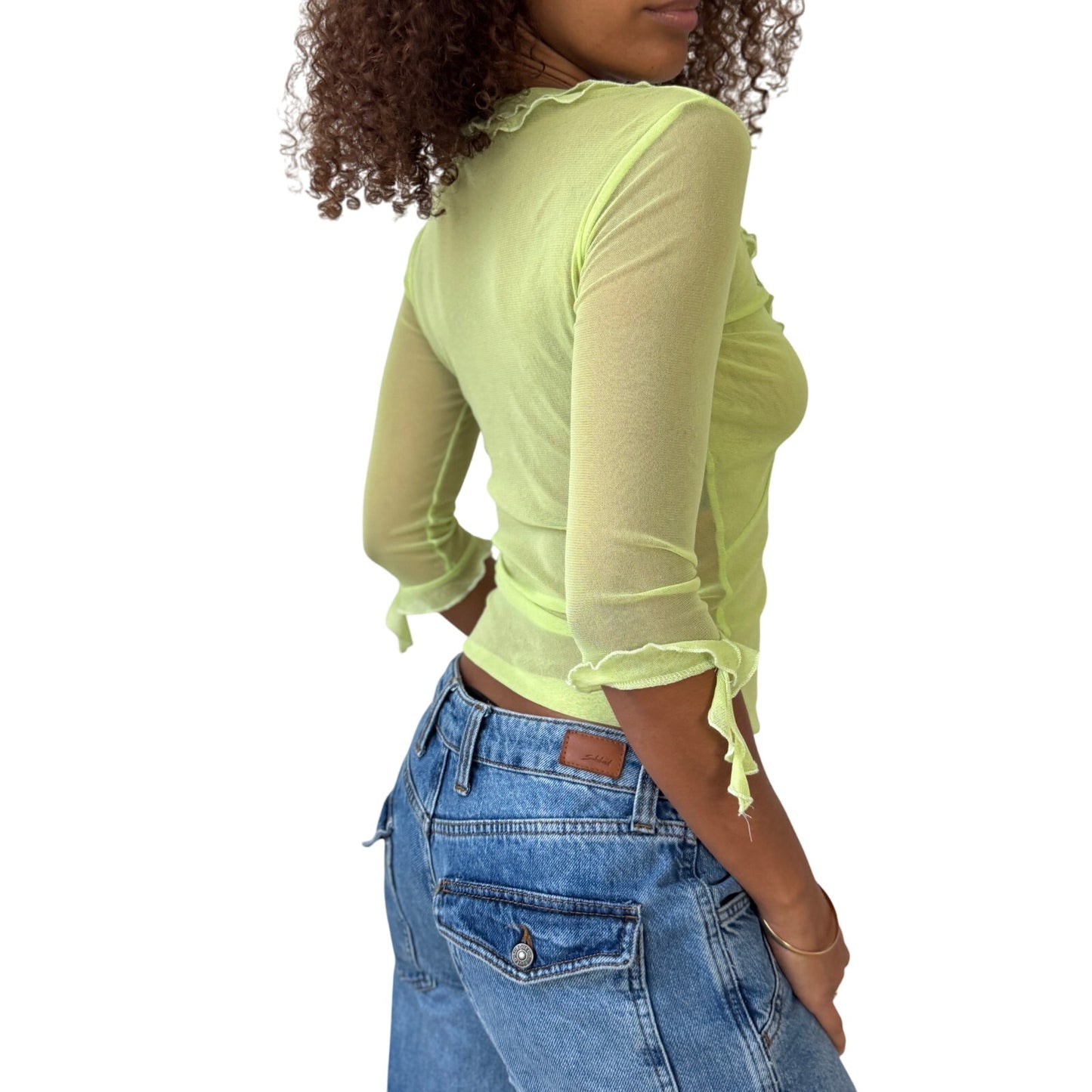 Vintage Italian Mesh Ruffle Top (S)