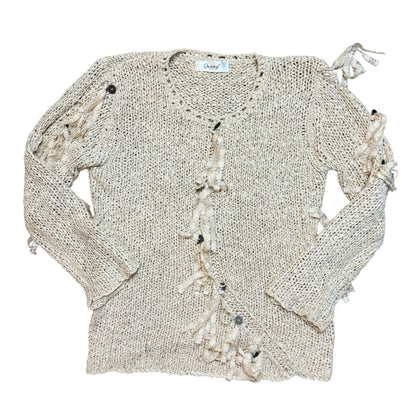 Vintage cream sheer crochet knit sweater (S/M)