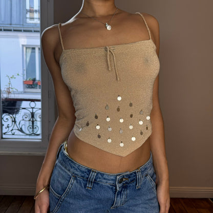 Vintage Pinko Gold Sequin Cami Top (S)