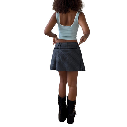 Vintage Esprit Plaid Belt-Detail Mini Skirt (S/M)