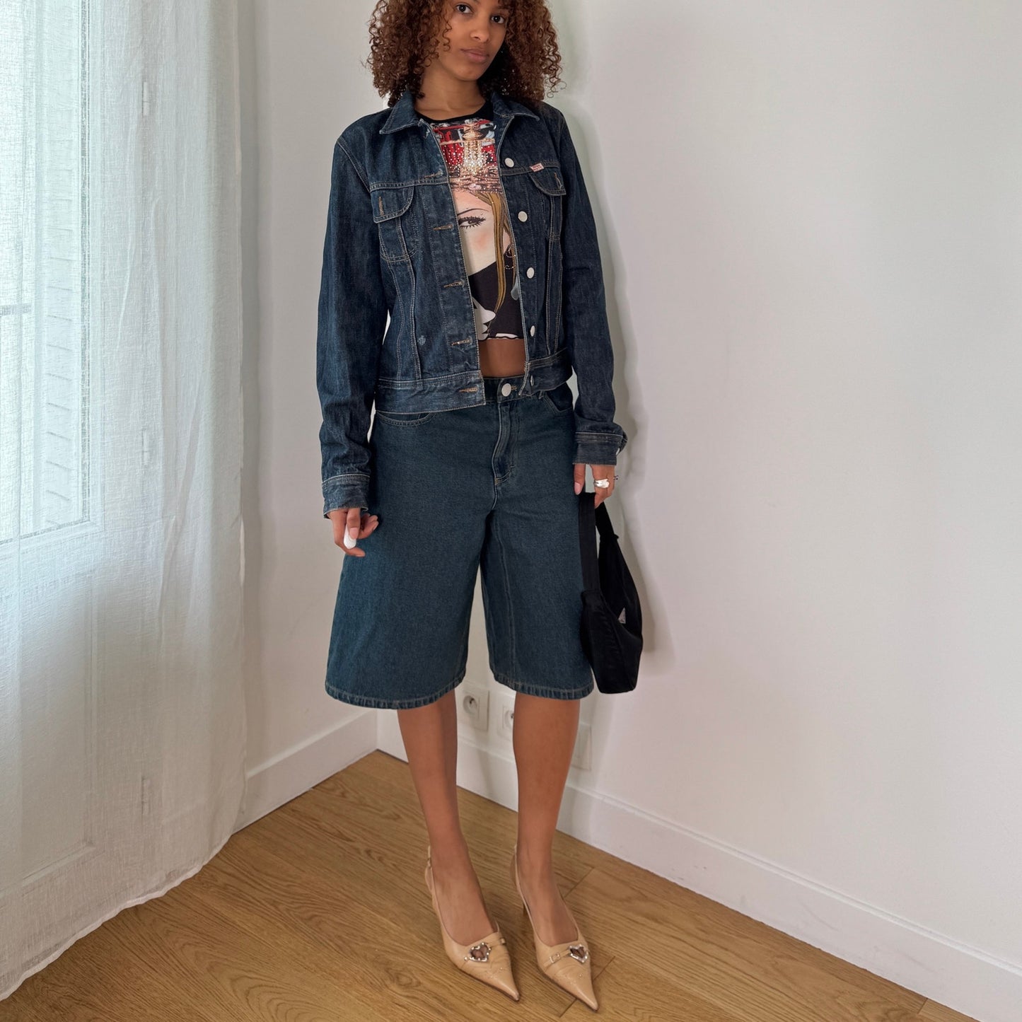 Vintage Miss Sixty Denim Jacket Italian Y2K Dark Wash Trucker Jacket (S/M) ⠀