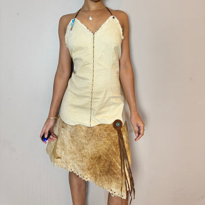 Italian designer Dress with Suede Skirt (S/M)