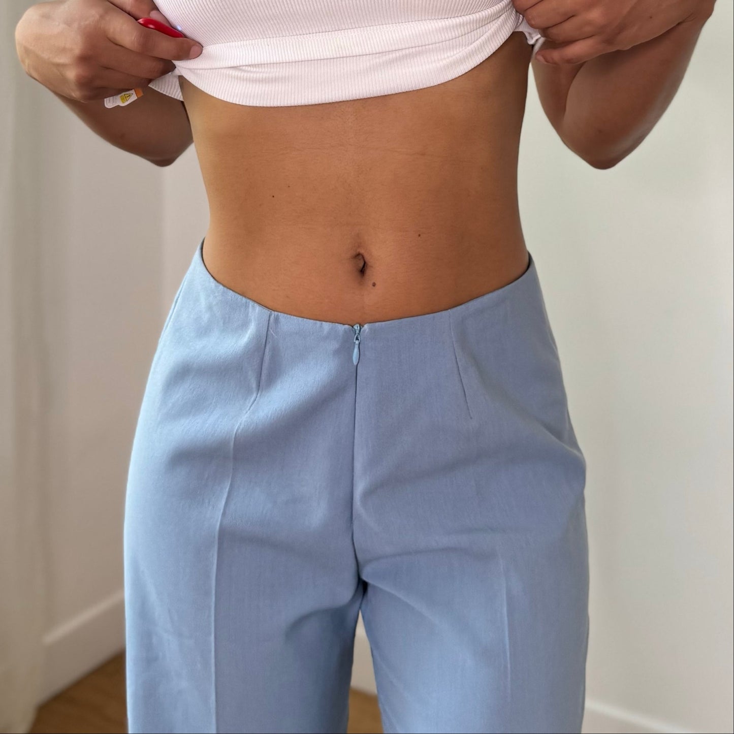 Vintage Baby Blue Wool Blend Trousers Italian Deadstock Y2K (XS/S)