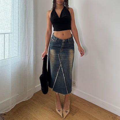 Vintage Denim Midi Skirt (S) ⠀