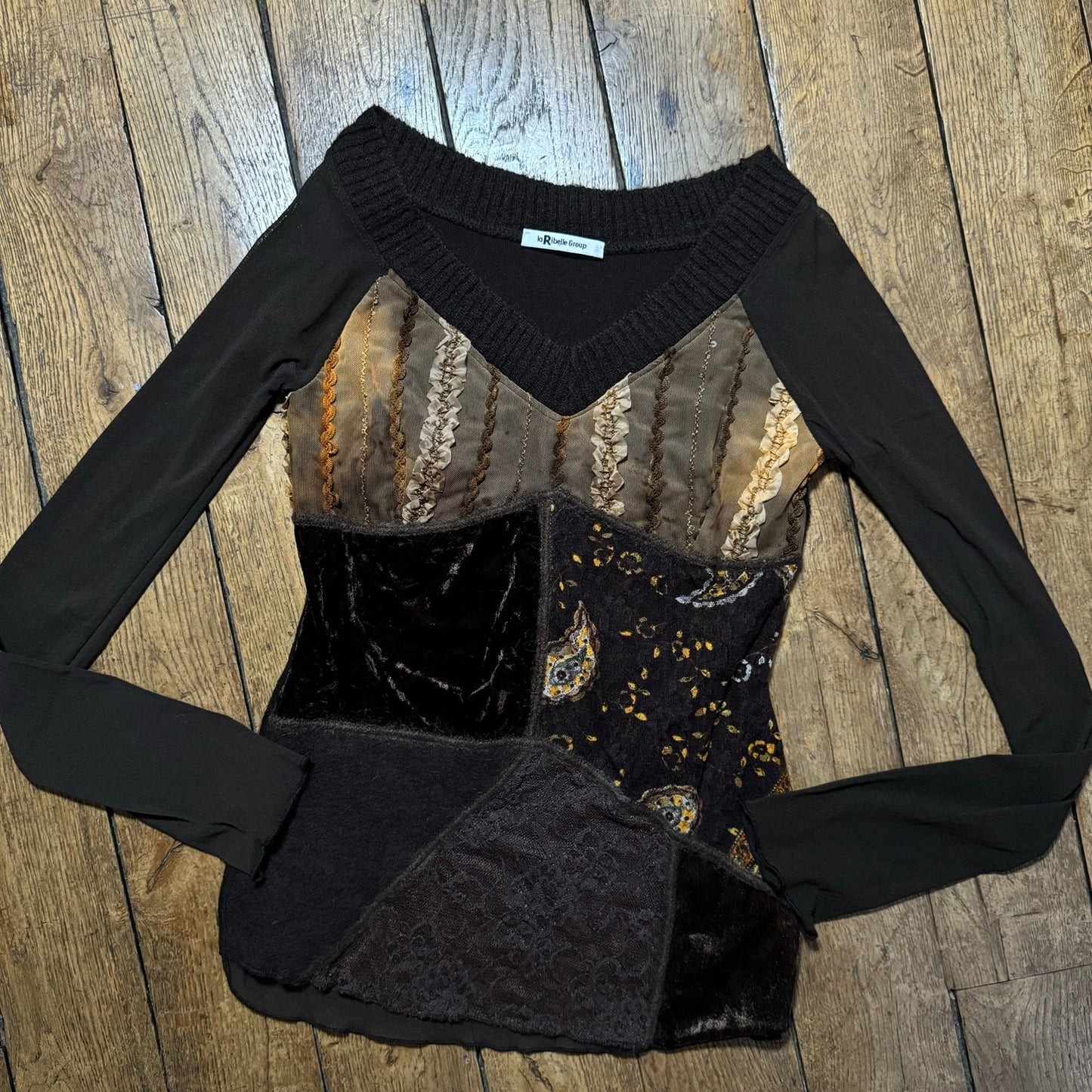 Italian knit & mesh long sleeve (S)