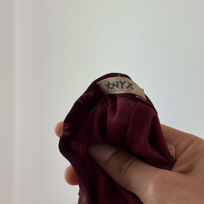 Vintage Onyx Burgundy Floral Pencil Mini Skirt Italian Y2K (XS)