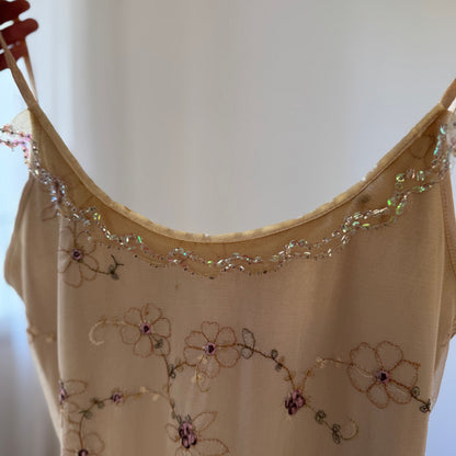 Vintage Italian Embroidered Mesh Slip Dress (M)