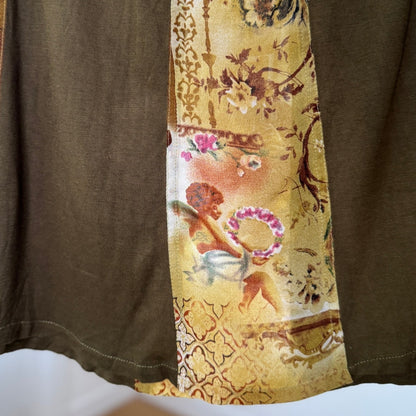 Vintage Italian Black Mesh Midi Skirt (Small)