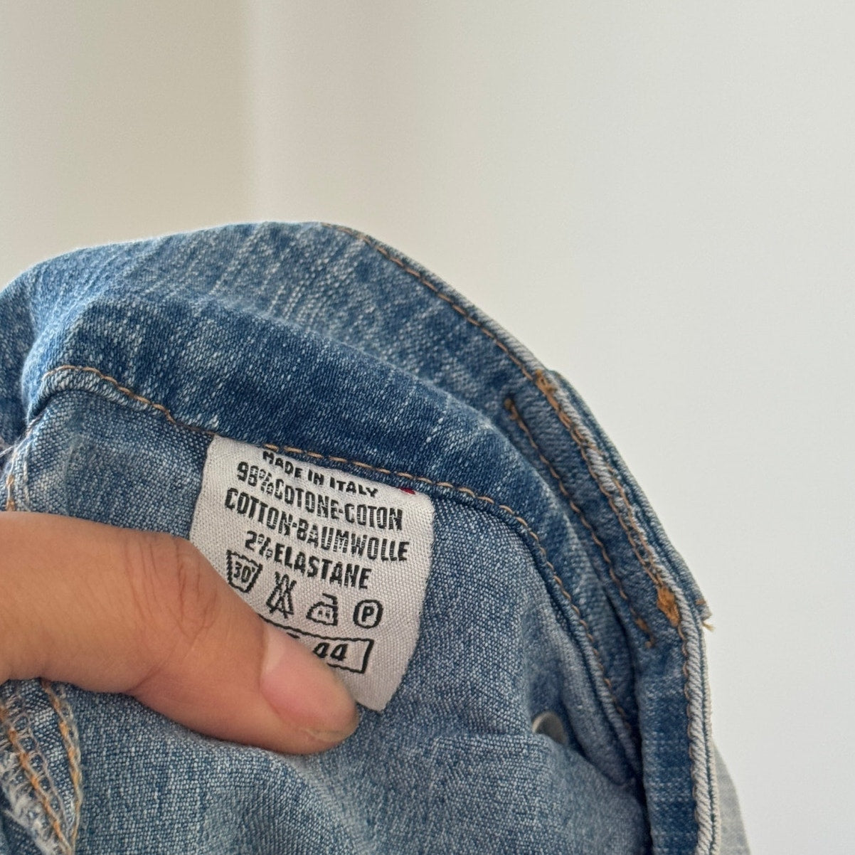 Vintage Light Wash Cargo Denim Jeans Multi Pocket Distressed Italy Y2K (S)
