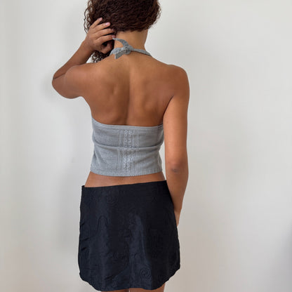 Euro Vintage Grey Knit Halter Top (XS/S)