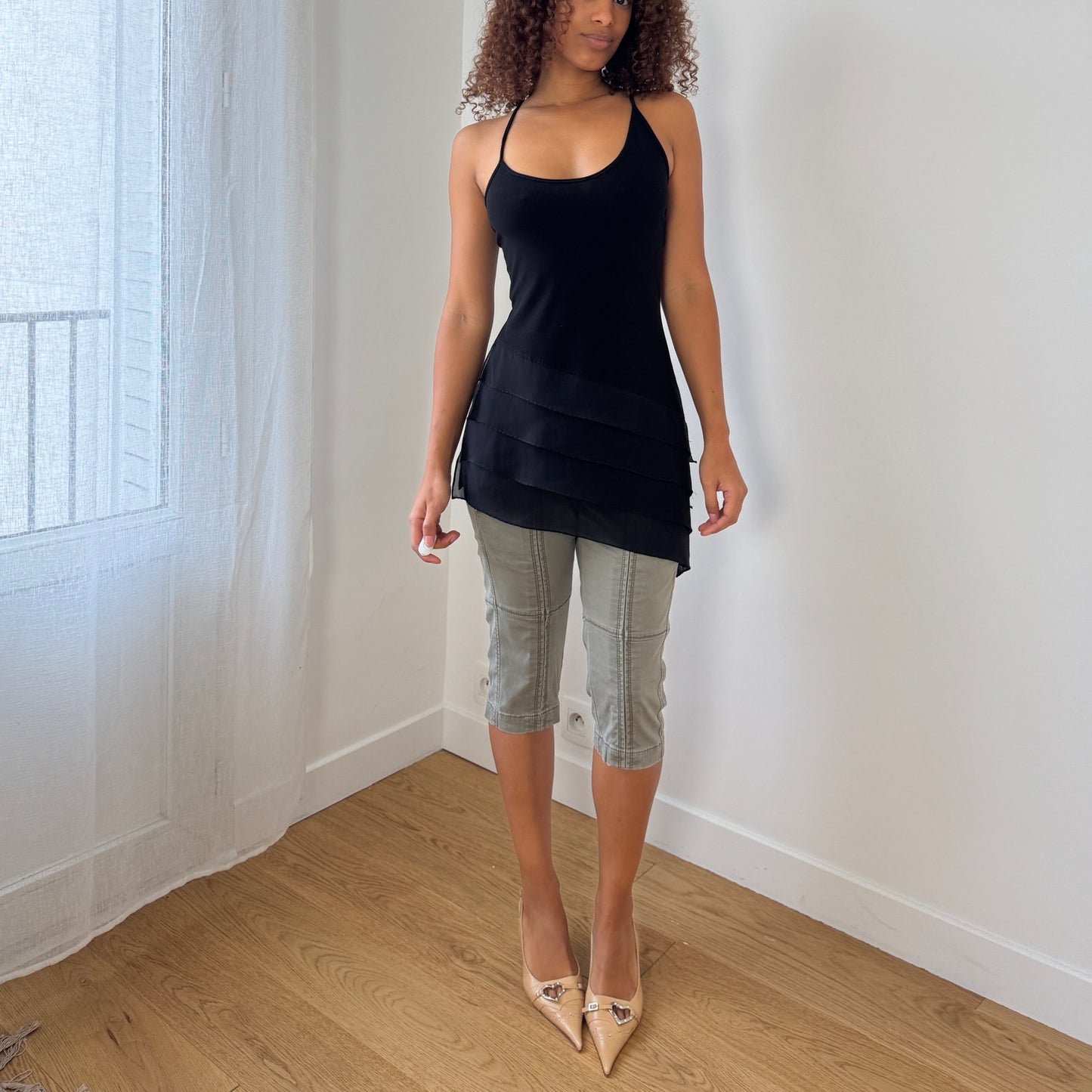 Vintage Miss Sixty sage green paneled capri pants (W27 / S)