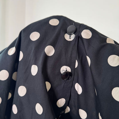 Vintage Italian Black White Polka Dot Wrap Midi Skirt Y2K (S)
