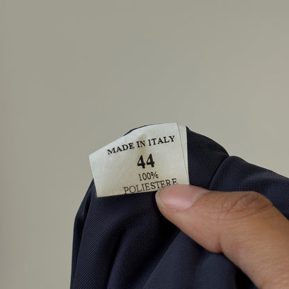 Vintage Italian blue floral chiffon midi skirt with silk ruffle inserts (S/M)