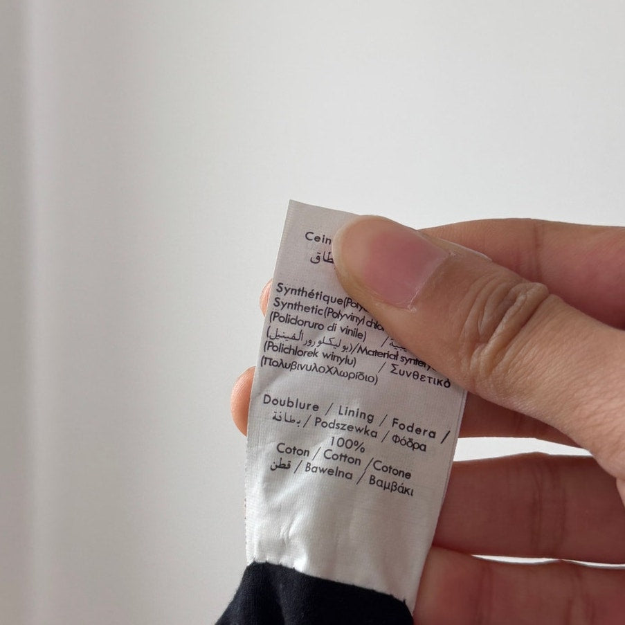 Vintage Black Cotton Eyelet Midi Skirt Polka Dot Bow Y2K French (S)