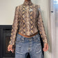 Made in France - French Designer Vintage 90s Fitted Snake Print Moto Jacket XS