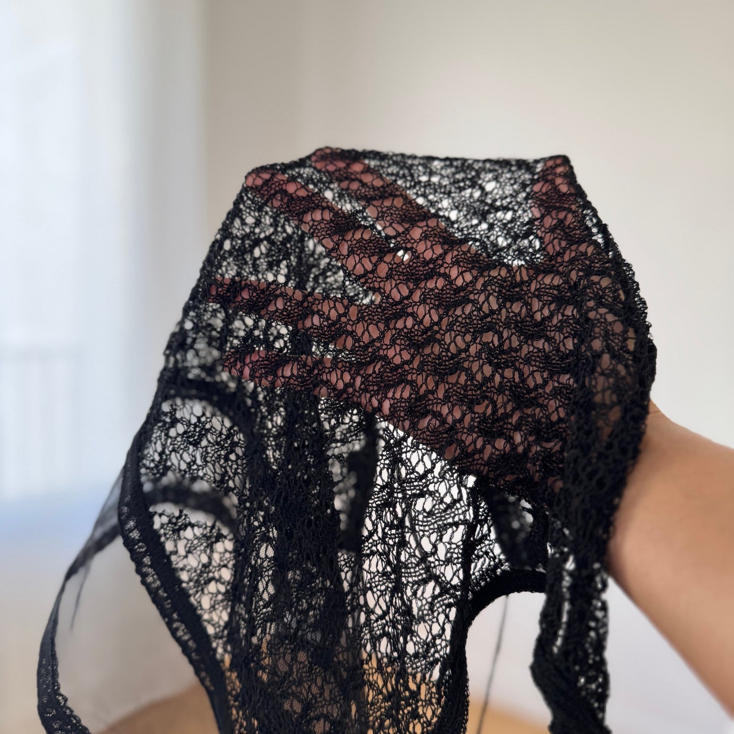 Vintage Love Sex Money Black Lace Tie Back Top Sheer Mesh (S)