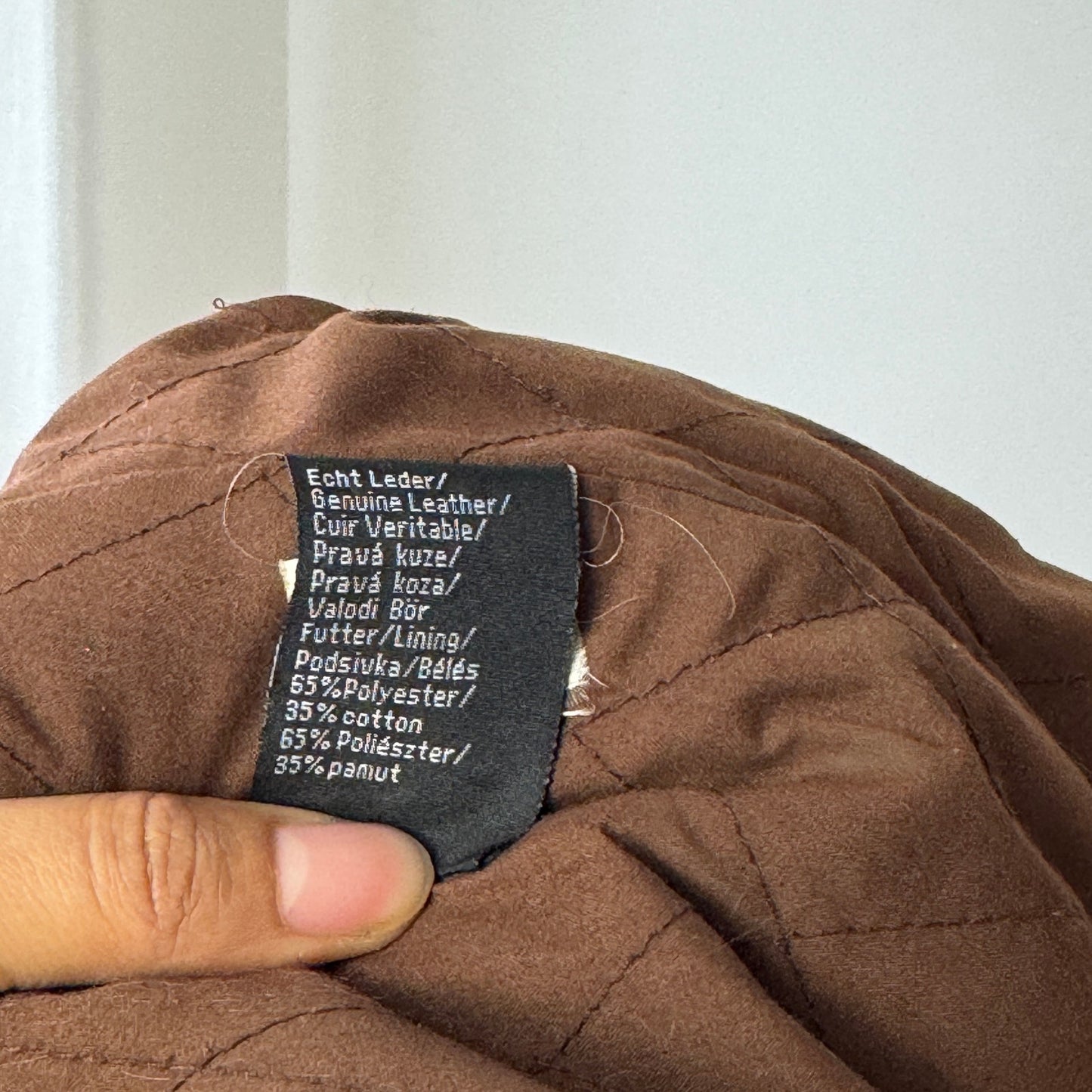 Vintage Brown Genuine Leather Coat Button Front Tailored 90s (S)