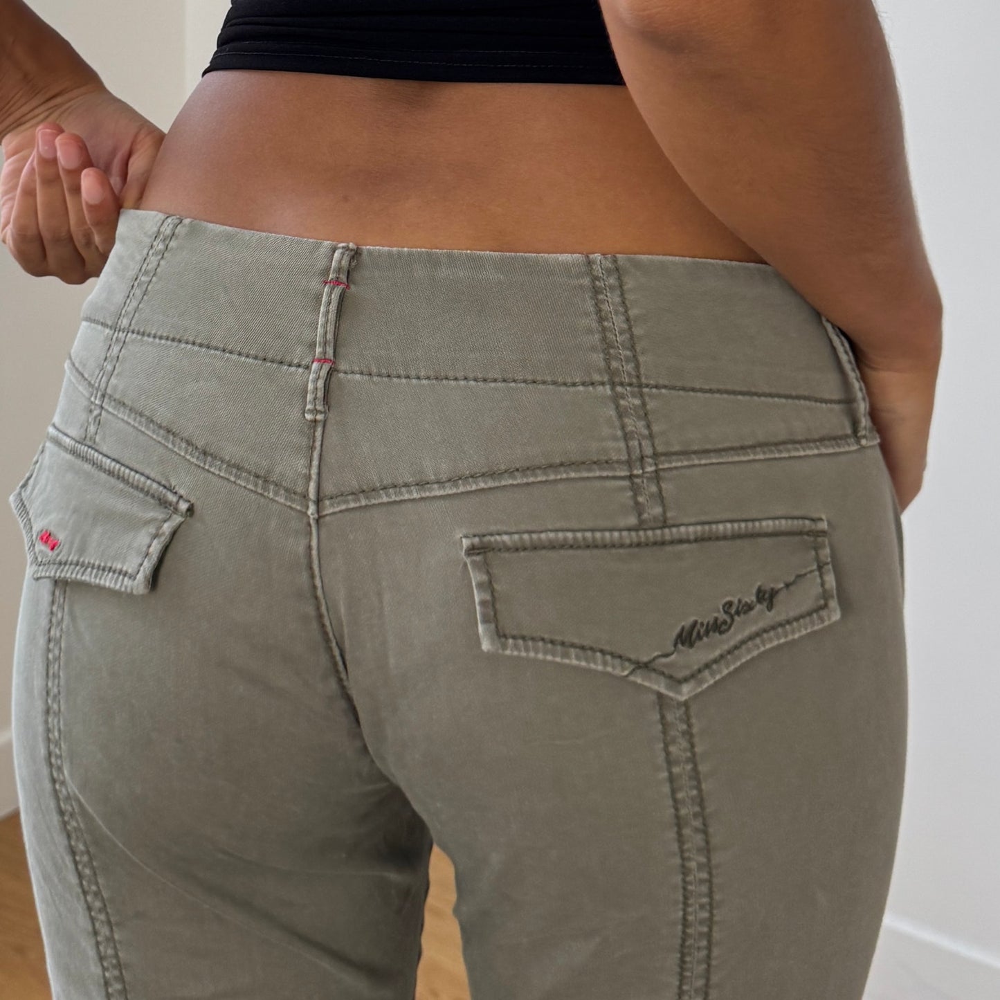 Vintage Miss Sixty sage green paneled capri pants (W27 / S)