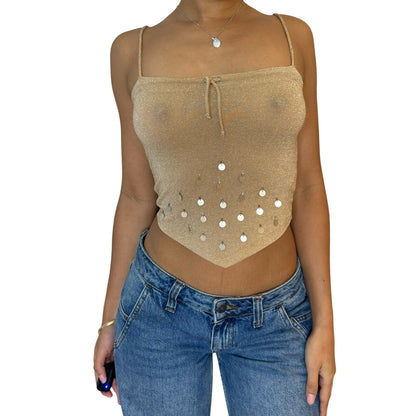 Vintage Pinko Gold Sequin Cami Top (S)