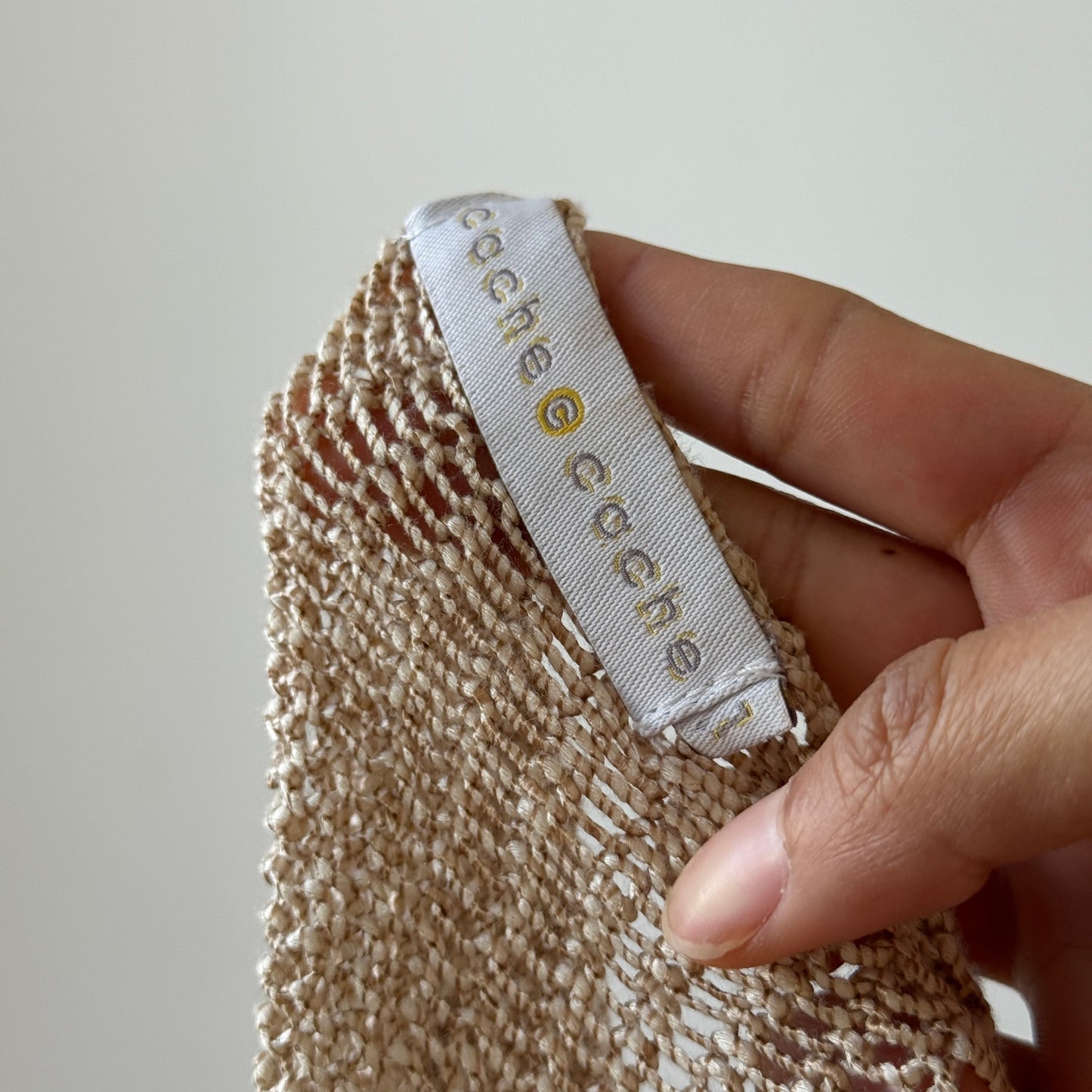 Vintage French knit cropped cardigan with sculpted waist & beaded applique Small