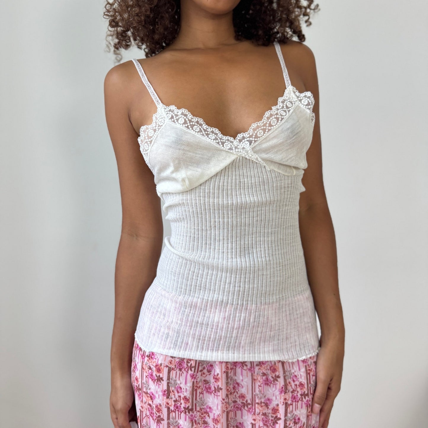 Vintage Italian Pura Lana Lace-Trim Knit Cami (M)